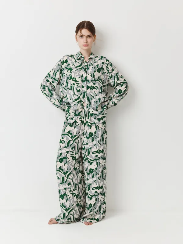 Women's shirt, size S, with long sleeve, viscose, green, Adetta, image-0