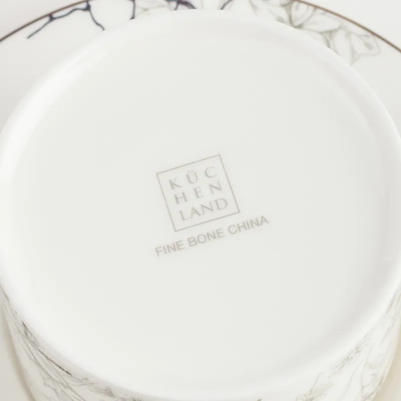 Tea pair, 1 person, 2 items, 350 ml, porcelain F, white and gold, Bees with flowers, Honey, image-3