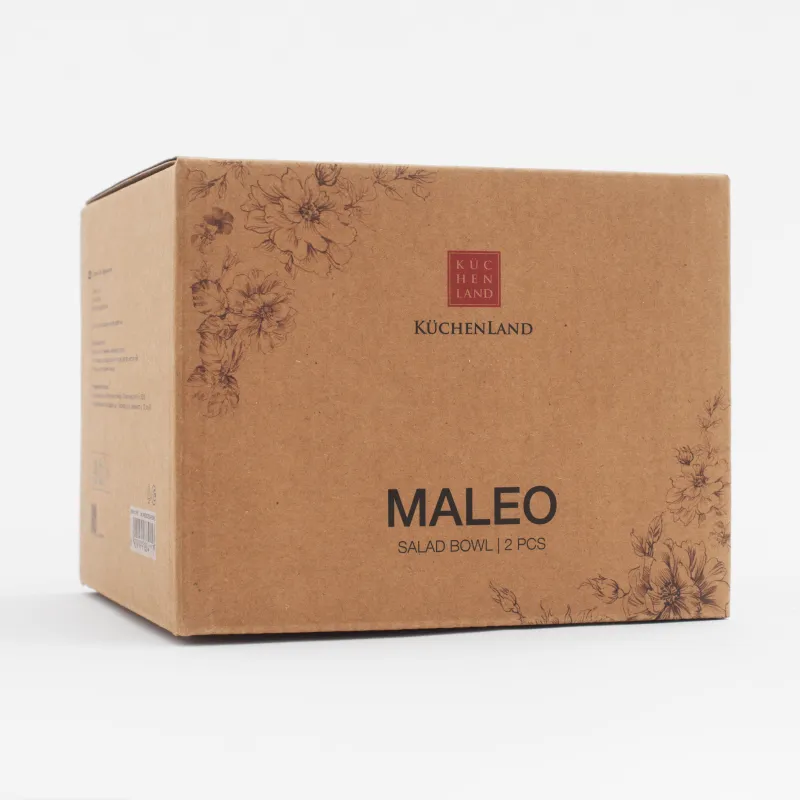 Salad bowl, 14x7 cm, 550 ml, 2 pcs, porcelain P, white, Beige flowers, Maleo, image-6