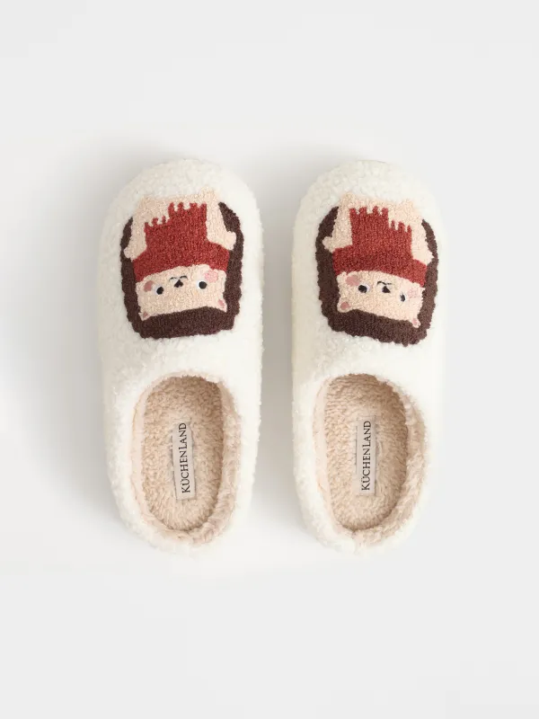 Women's slippers, homewear, size 36-37, artificial fur, milky, Hedgehogs, Needed, image-1