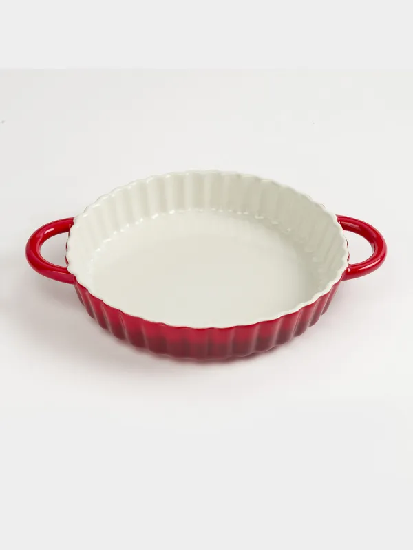 Baking dish, 28 cm, ceramic, round, burgundy, Gradient, Cakes gradient, image-3