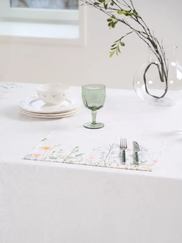 Placemat, 30x45 cm, jacquard, polyester, milky, Wildflowers, Petals serenity, image-3