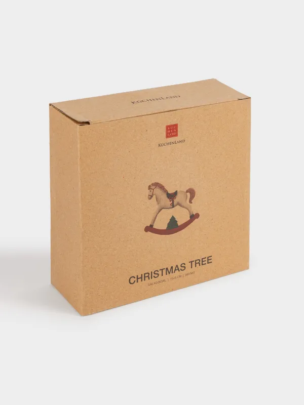 Salad bowl, 15x5 cm, 370 ml, ceramic, Horse, Christmas tree, image-5