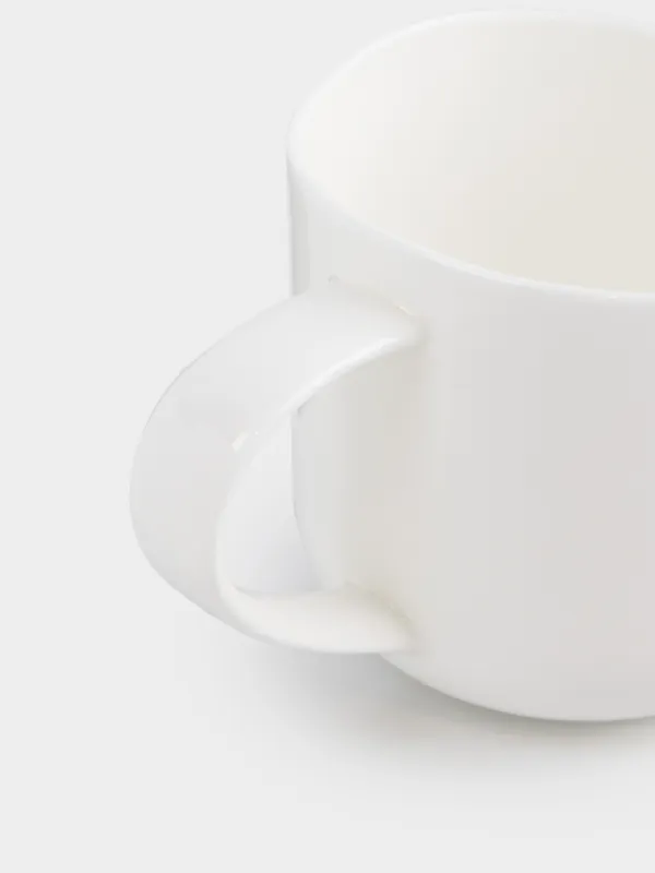 Mug, 400 ml, 2 pcs, porcelain F, white, Uneven edge, Vergaleo, image-2