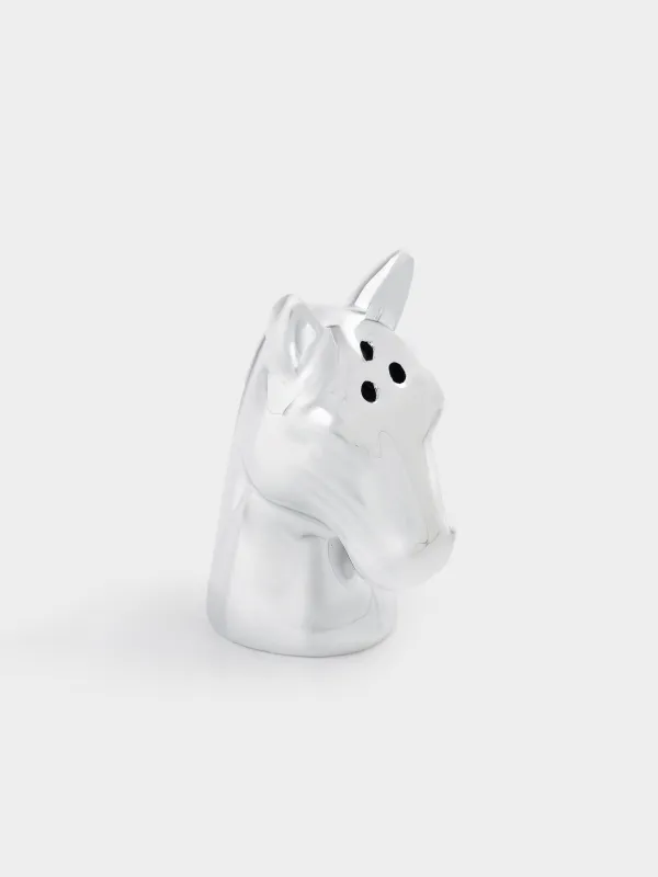 Salt or pepper container, 7 cm, ceramic, silver, Horse, Horse silver, image-0