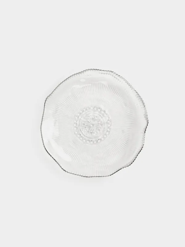 Dinner plate, 27 cm, glass R, with silver edging, Argos silver, image-0