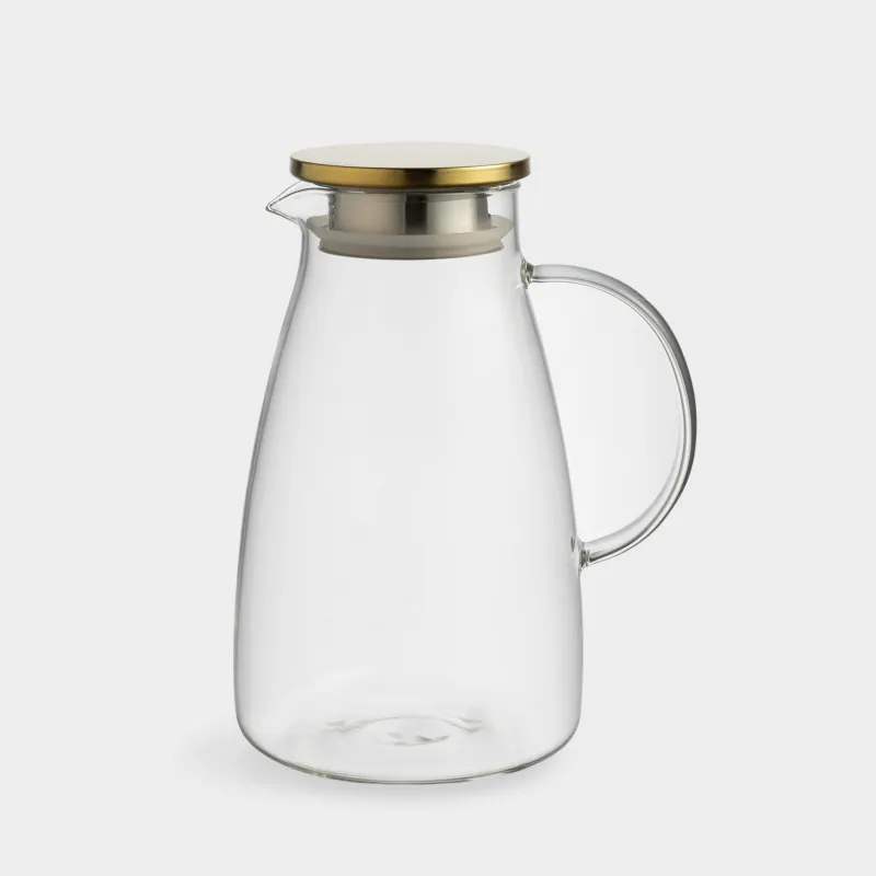 Jug, 2 l, with filter lid, glass B / steel, golden, Classic gold