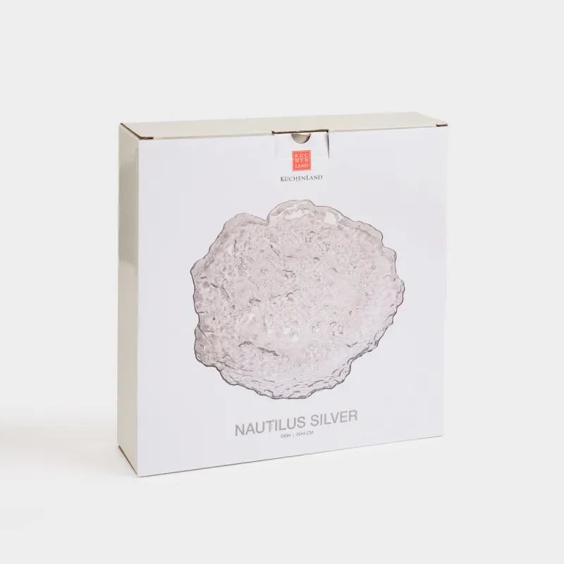 Dish, 25 cm, glass, with silver edging, Nautilus silver, image-4