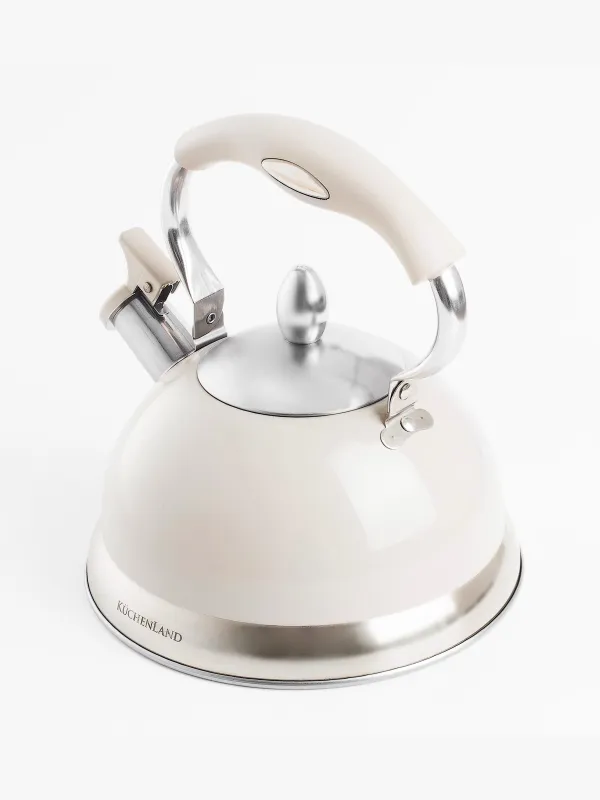 Teapot, 2.7 L, with whistle, steel, grey, Whistle, image-1