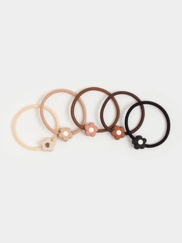 Elastic band for hair, 4 cm, 5 pcs, Polyester / plastic, mix, Flower, Gracile, image-1