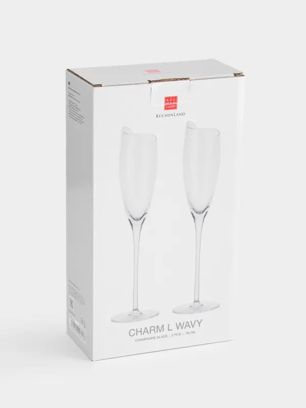 Drinking glass, 150 ml, 2 pcs, crystal glass, Charm L wavy, image-4
