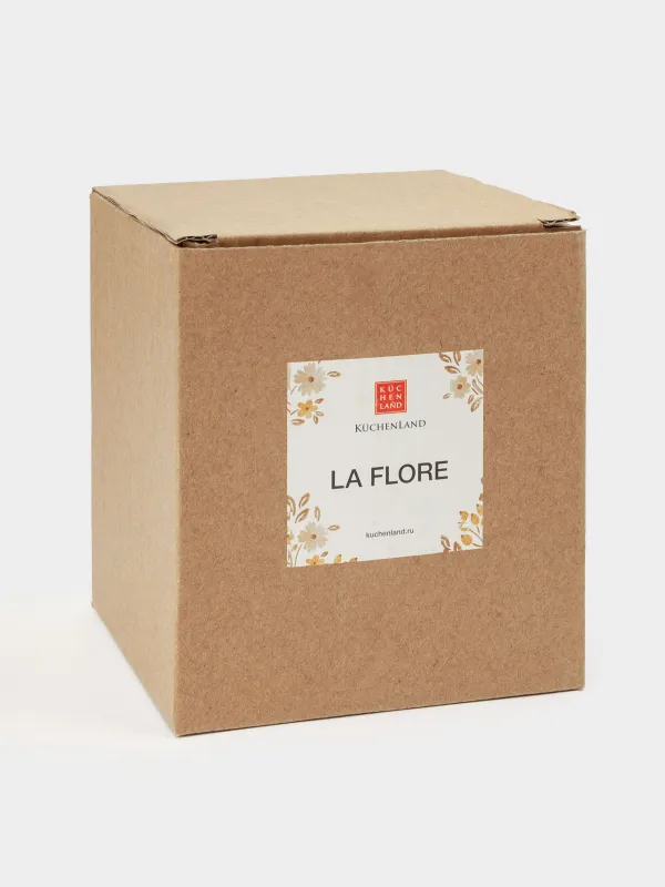 Sugar bowl, 11 cm, 370 ml, with spoon, ceramic / wood, milk, Vintage flowers, La flore, image-5