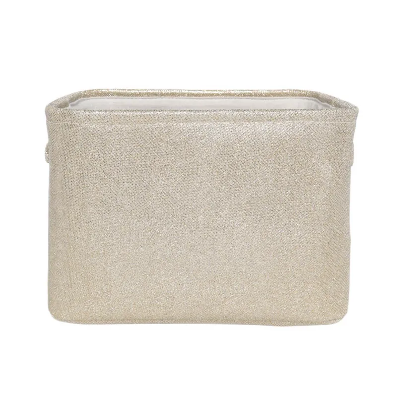 Storage basket, 32x22x22 cm, with handles, Polyester, Rectangular, Golden, Ideally, image-3