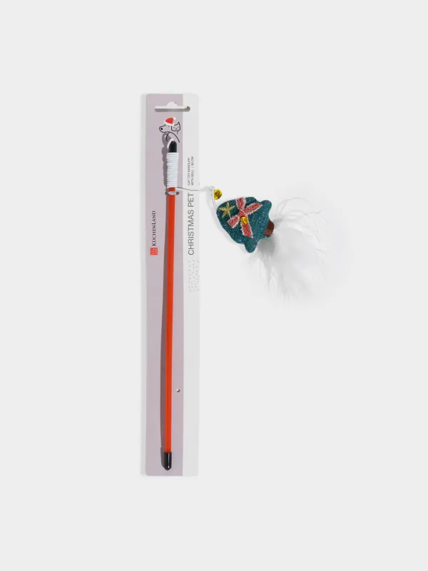 Cat fishing toy, 90 cm, with bell, Plastic / polyester, Christmas Tree, Christmas pet, image-4