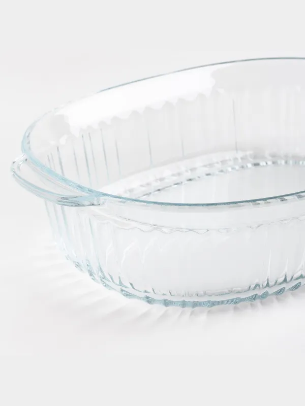 Baking dish, 27x19 cm, 1.8 L, with lid, glass T, Oval, Cook ribbed, image-7
