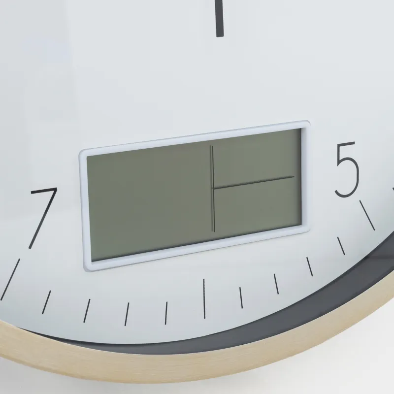 Wall clock, 35 cm, with display, metal / glass, round, golden white, Dial, image-4