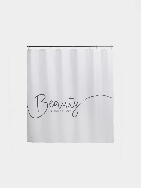 Bathroom curtain, 180x180 cm, with rings, polyester / metal, white, Beauty, Protection, image-1