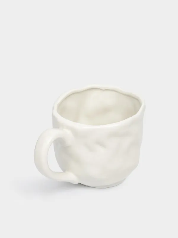 Mug, 500 ml, porcelain P, milky gold, Heart, Crumple amour, image-1
