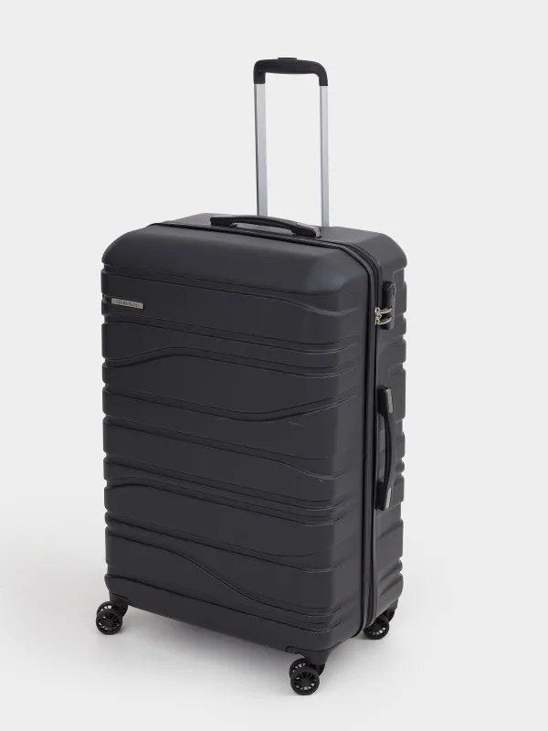 Suitcase L, 52x29x77 cm, 4.2 kg, with lock, plastic, black, Travel comfort, image-1
