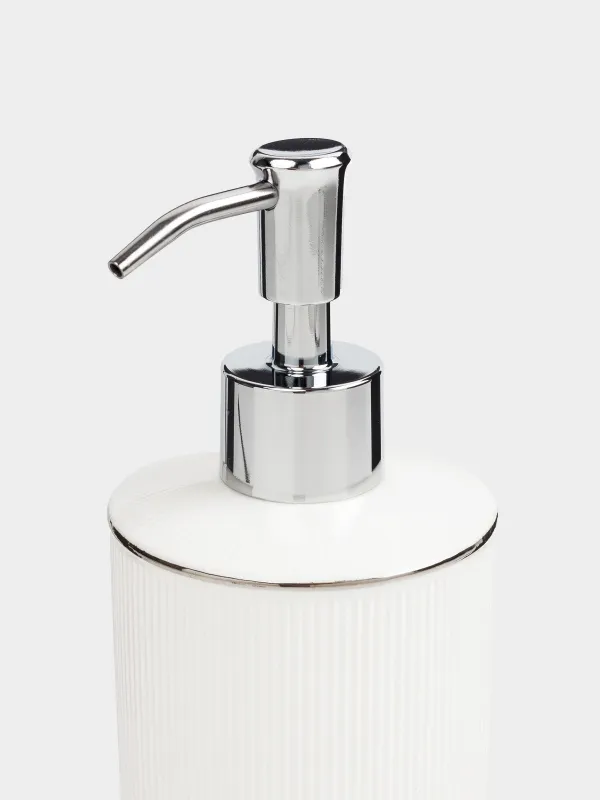 Liquid soap dispenser, 430 ml, porcelain P/steel, white and silver, Antarctica, image-2