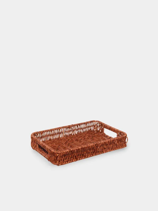 Tray, 30x20 cm, rattan, rectangular, brown, Blendy, image-1
