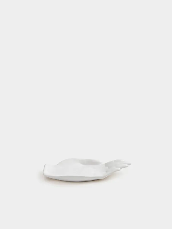 Decorative dish, 24x11 cm, ceramic, white, Palm, Hand, image-3