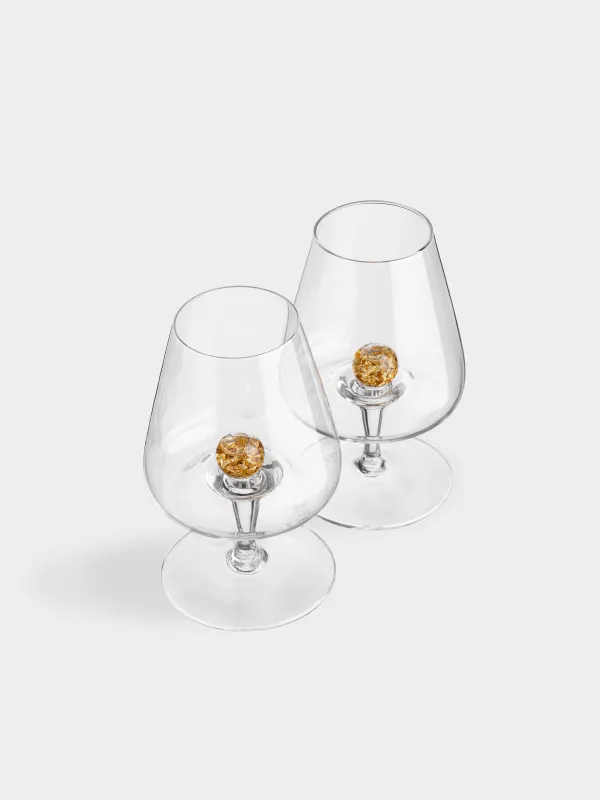 Drinking glass, 430 ml, 2 pcs, crystal glass, Amber ball, Sorento, image-3