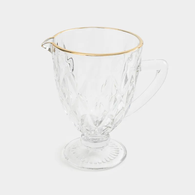 Set for drinks, 4 persons, 5 items, on a stand, glass R / metal, golden, Rhomb gold, image-4