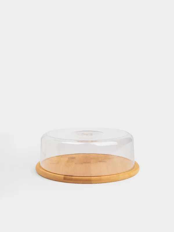 Dish with lid, 28x10 cm, bamboo / plastic, round, Crepe, image-0