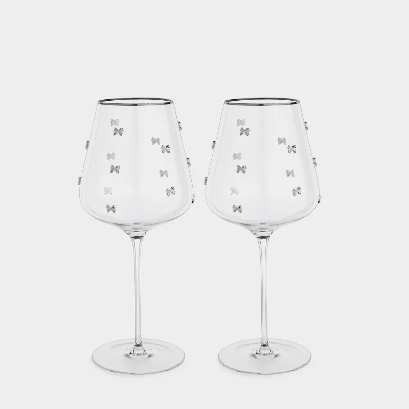 Drinking glass, 650 ml, 2 pcs, crystal glass, with silver edging, Ferentino