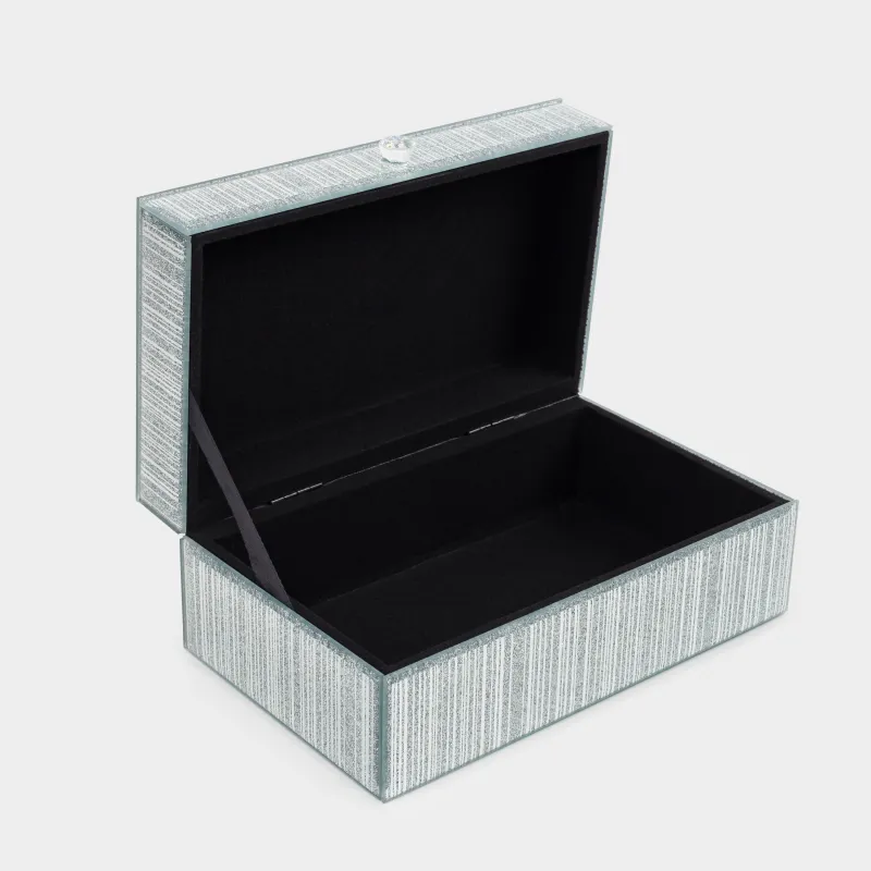 Jewelry box, 21x13 cm, glass, silver, Stripes, Actress, image-5