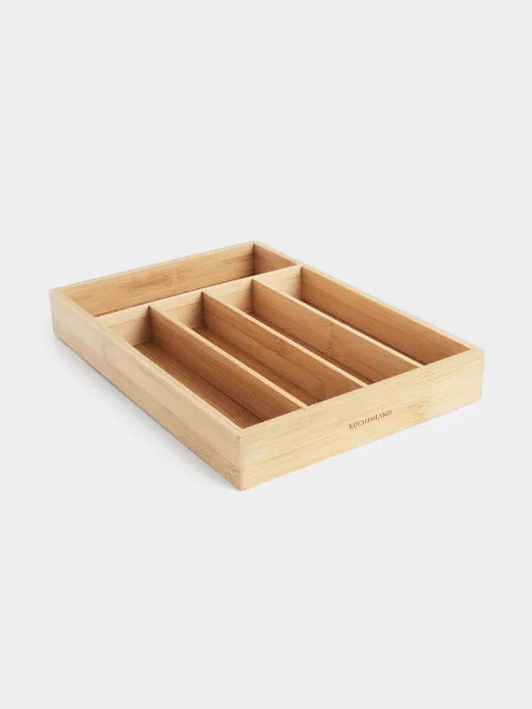 Cutlery tray, 23x33 cm, 5 sectors, bamboo, Bamboo, image-3