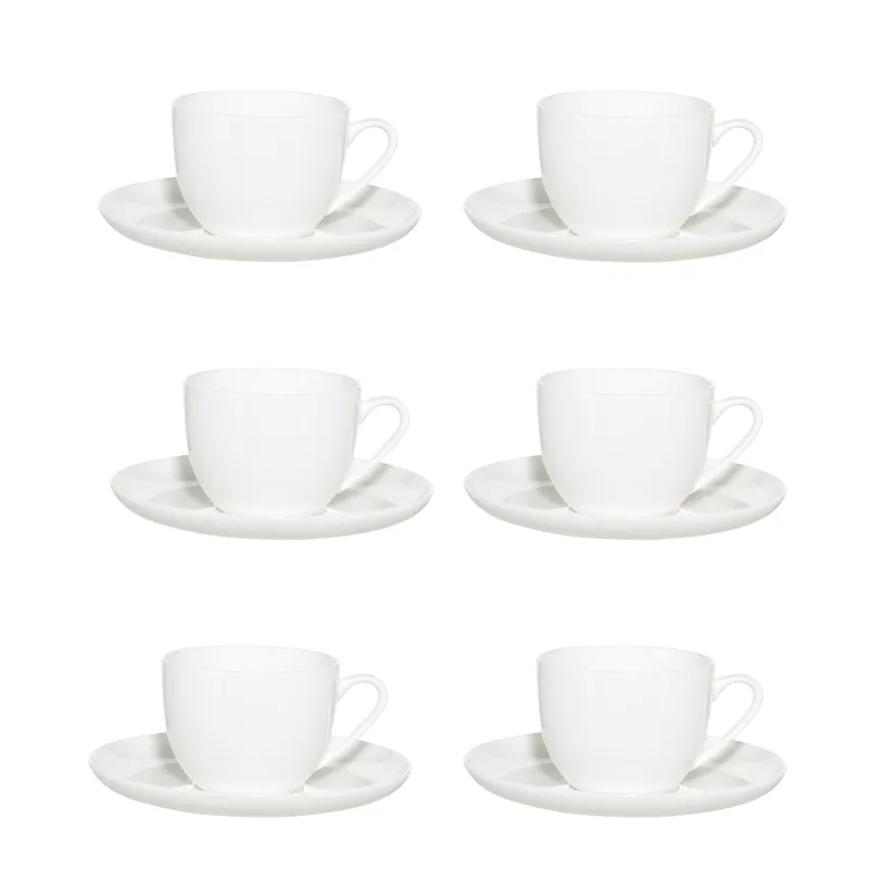 Tea pair, 6 pers, 12 pr, 250 ml, porcelain F, white, Ideal white