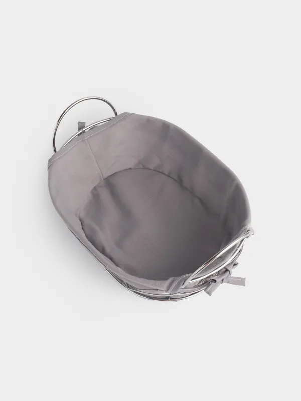 Bread basket, 28x20 cm, cotton/metal, oval, gray/silver, Twist silver, image-3