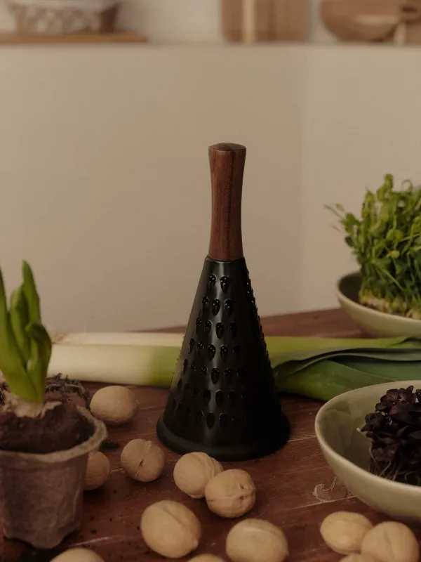 Grater, 25 cm, steel / wood, round, Black, Black style, image-6