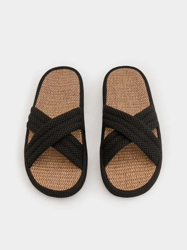 Women's slippers, homewear, size 36-37, polyester, brown, Walk X, image-3