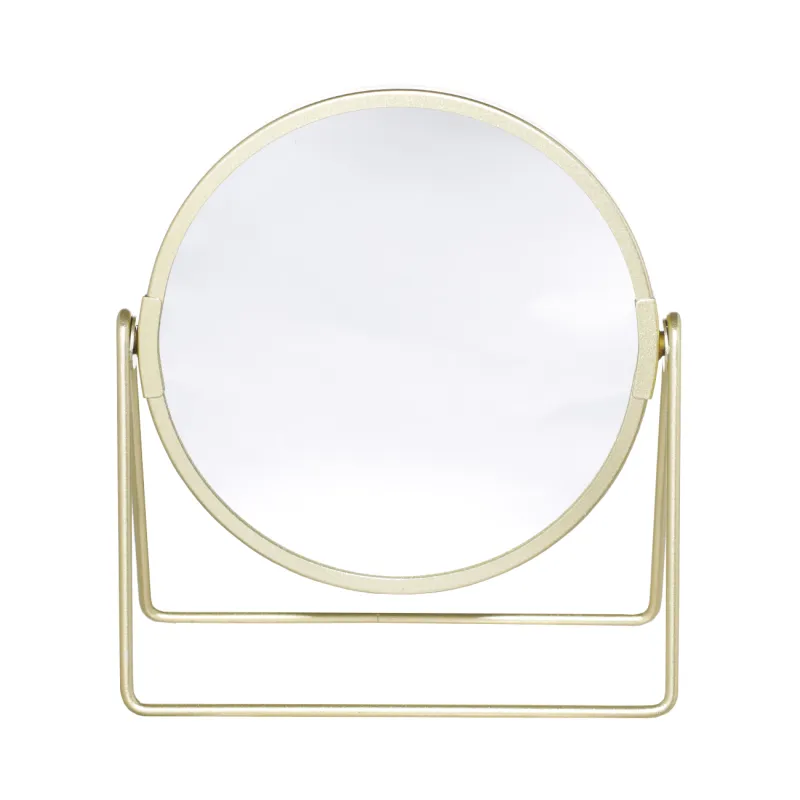 Table mirror, 18 cm, double-sided, metal, round, golden, Freya, image-2