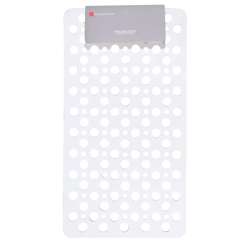 Bath/shower mat, 36x66 cm, anti-slip, rubber, rectangular, white, Polka dot, image-3