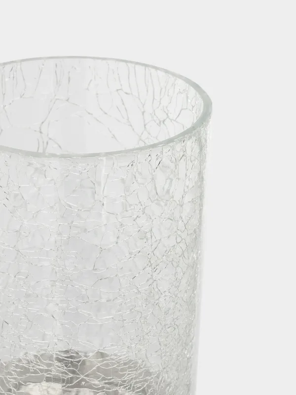 Candle holder, 32 cm, on a leg, glass / metal, silver, Fantastic R, image-4