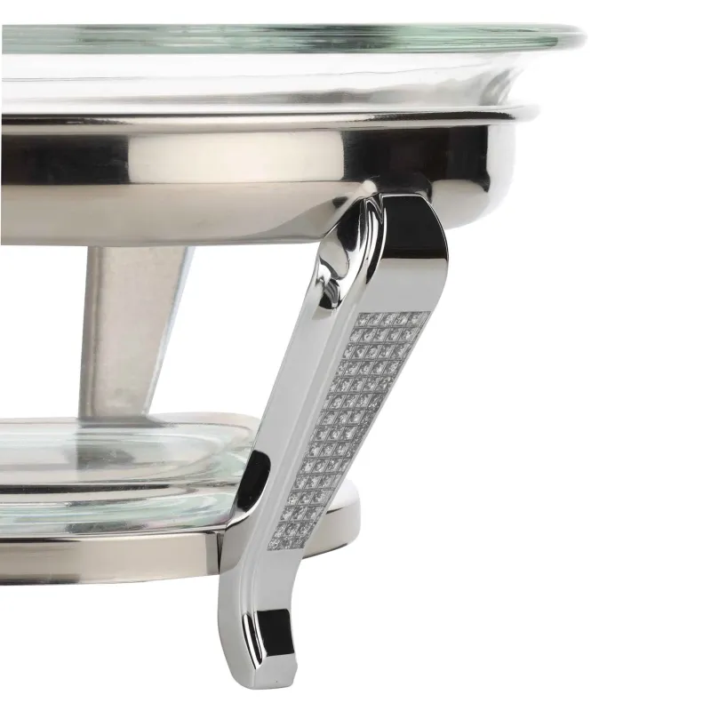 Salad bowl, 30x13 cm, 3 pr, with spoon / fork, on a stand, glass / metal, Winter antarctica, image-4