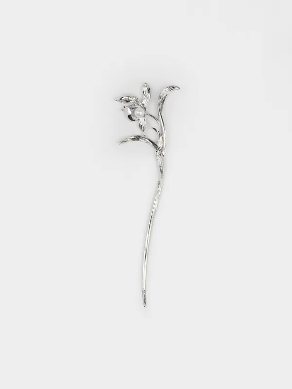 Hair clip, 18 cm, metal, silver, Hair silver, image-0