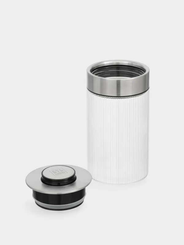 Bulk products jar, 960 ml, with vacuum lid, glass B, Ribby steel, image-5