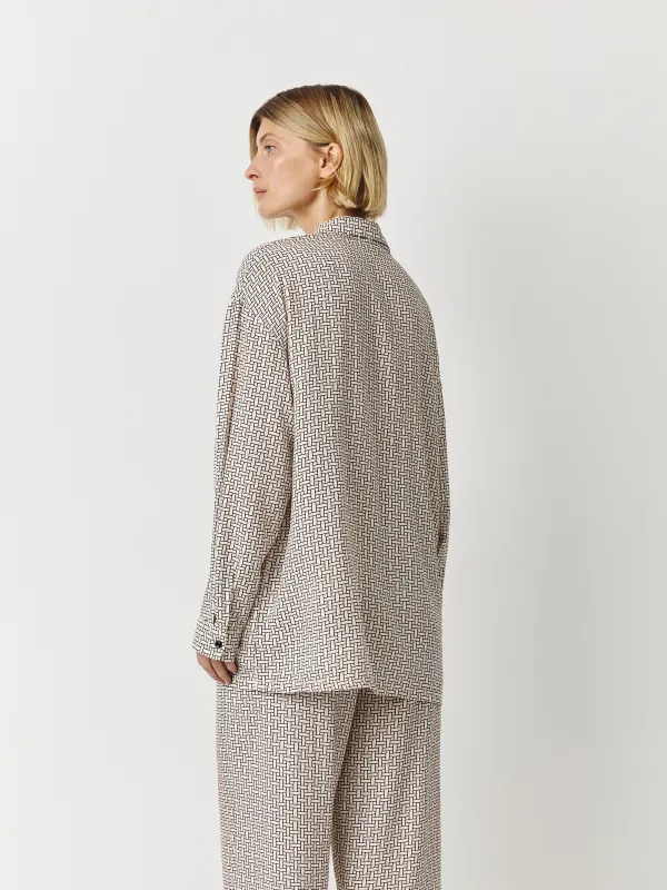 Women's shirt, size L, with long sleeves, viscose, milky black, Lines, Eniola, image-4