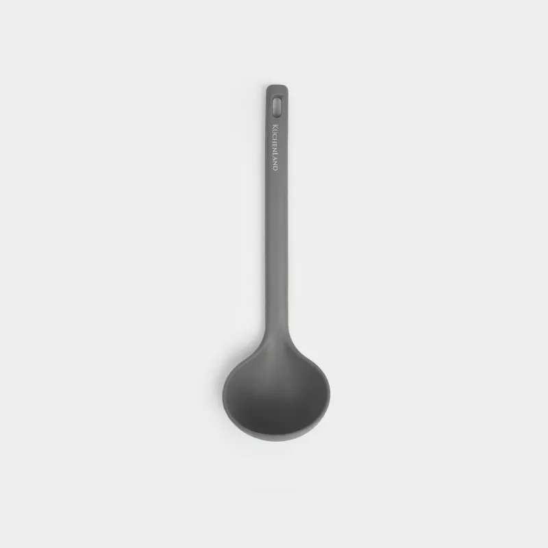 Ladle, 30 cm, silicone, grey, Grey steel