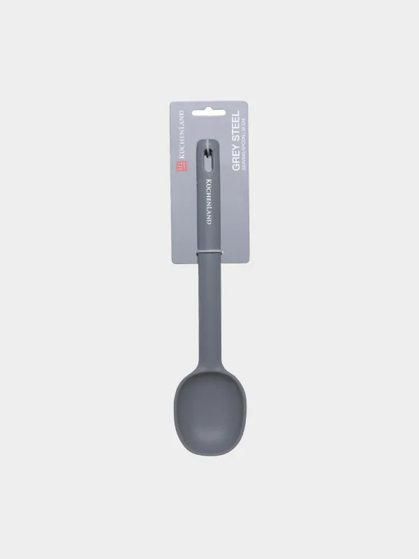 Serving spoon, 28 cm, silicone, grey, Grey steel, image-2
