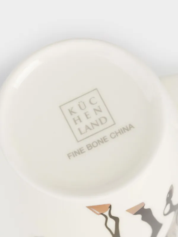 Mug, 600 ml, porcelain F, white, with golden edging, Horse, Horse, image-3