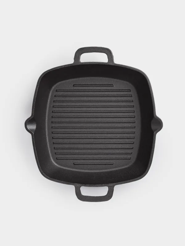 Grill pan, 26 cm, with handles, cast iron, square, black, Authentic, image-6
