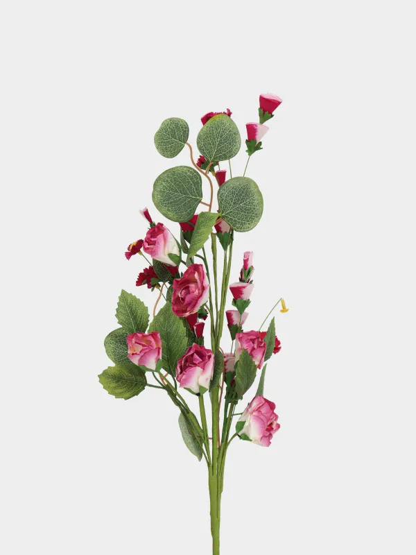 Decorative branch, 76 cm, paper / polyester, Red flowers, Flower garden, image-3