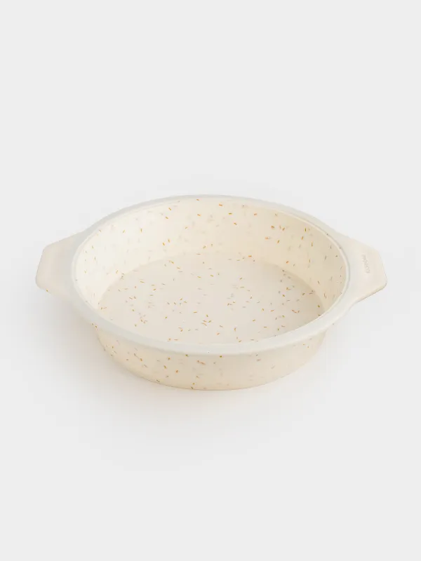 Baking dish, 25 cm, silicone / steel, round, milk, speckled, Bakery speckled, image-2