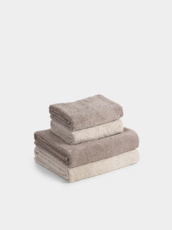 Towel set, 50x90 / 70x140 cm, 4 pcs, cotton, brown / beige, Terry cotton, image-0